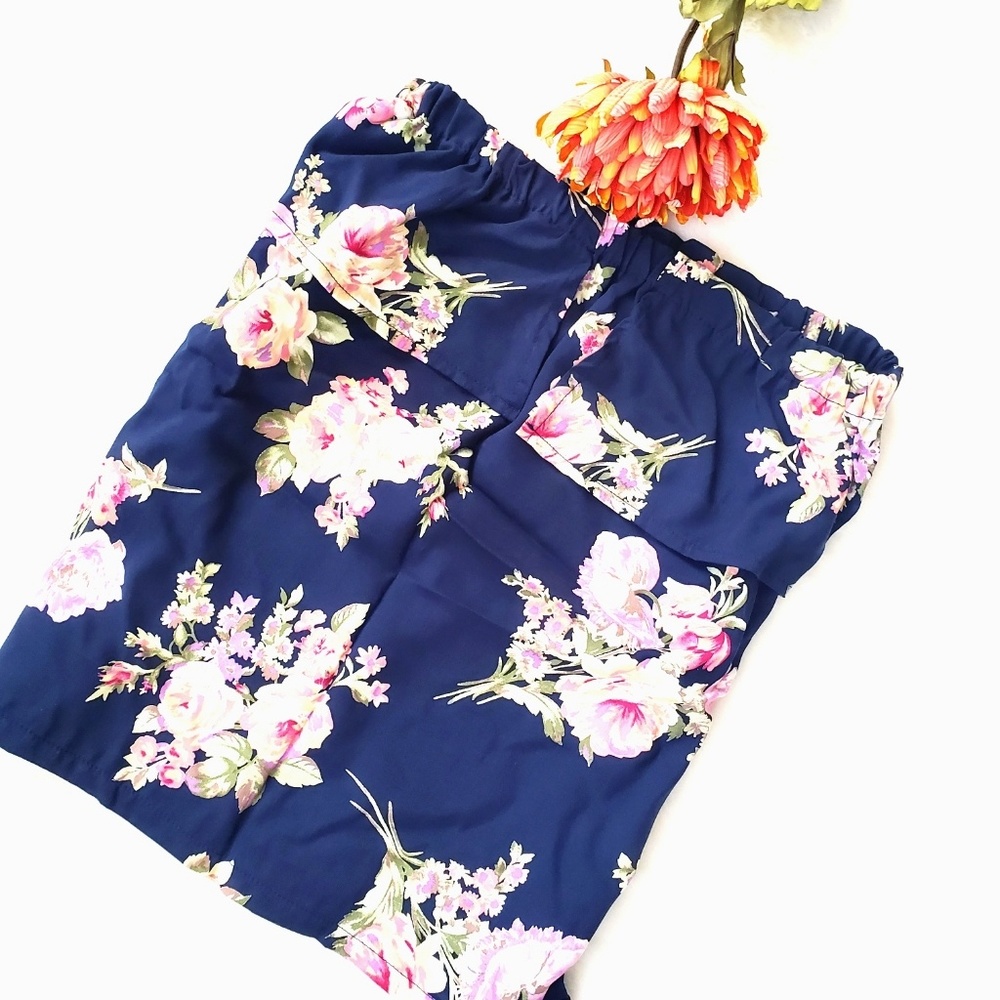 NWT Ruffled Floral Tube Top